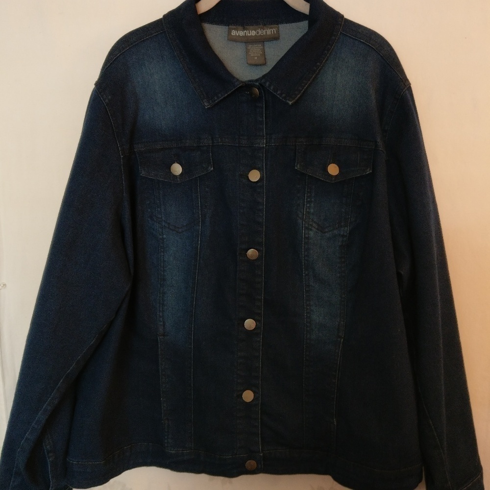 Avenue‎ denim dark wash long sleeve jacket